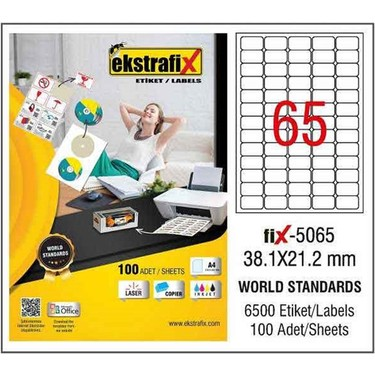 Ekstrafix 5065 Laser Etiket 38X21Mm 65X100 6500 Adet - 1