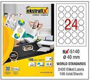 Ekstrafix 5140 Yuvarlak Laser Etiket 40Mm 24X100 2400 Adet - EKSTRAFİX