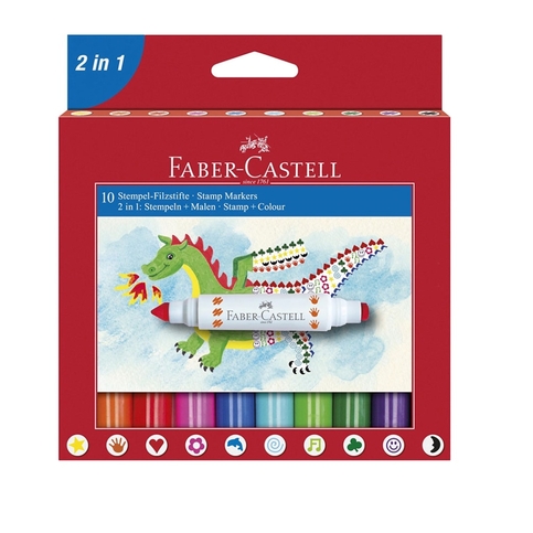 Faber-Castell 2İn1 Jumbo Keçeli Kalem 10 Renk (155170) - 1