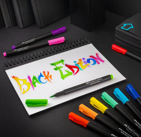 FABER-CASTELL BLACK EDİTİON FIRÇA UÇLU KEÇELİ KALEM 10 RENK (116451) - 2