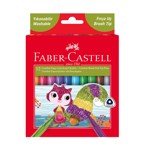 Faber-Castell Comfort Fırça Uçlu Keçeli Kalem 12 Renk (155242) - 1