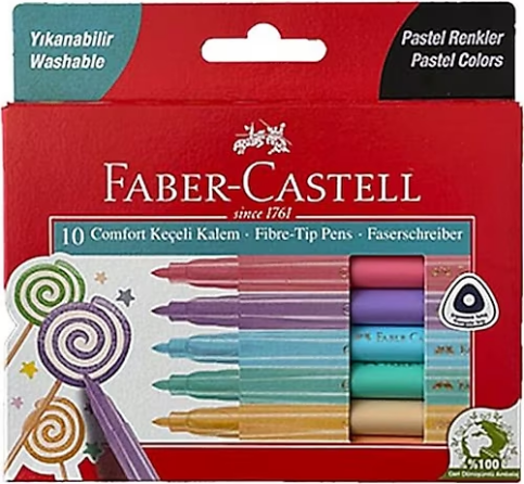 Faber-Castell Comfort Fırça Uçlu Keçeli Kalem Pastel 10 Renk (000011) - 1