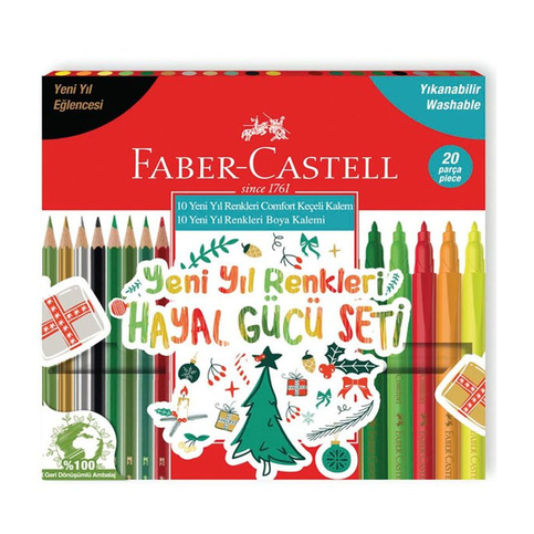 Faber-Castell Hayal Gücü Kuru Boya+Keçeli Kalem Seti Pastel 20 Renk (5178000107) - 1