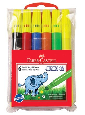 Faber-Castell Jumbo 42 Neon Keçeli Kalem 6 Renk (030642) - 1