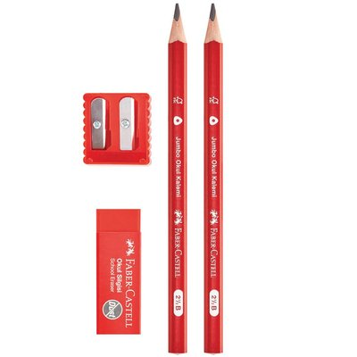 Faber-Castell Jumbo Kurşun Kalem Seti 2.5B (2 Kalem+Silgi+Kalemtraş)(5244000025) - 1