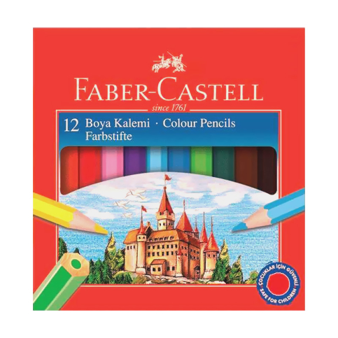 Faber-Castell Kuru Boya Yarım Boy 12 Renk Karton Kutu (116412) - 1