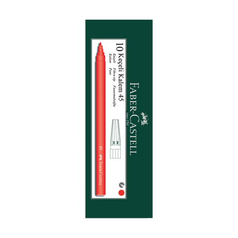 Faber-Castell 45 Keçeli Kalem Kırmızı 10Lu (155003) - 1