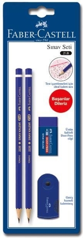 Faber-Castell Sınav Seti 2 Kalem+Kalemtraş+Silgi Blister (003000) - 1