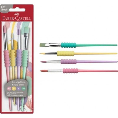 Faber-Castell Soft Touch Sulu Boya Fırçası Set 4Lü (4-8-10-12) - 1