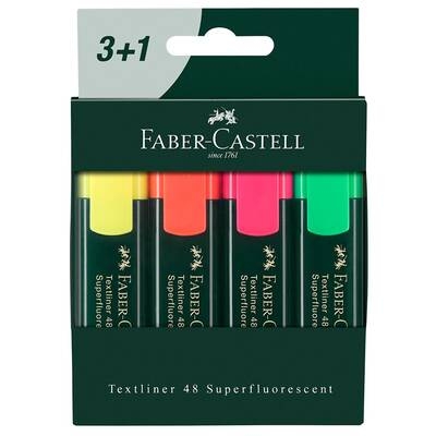 Faber-Castell Fosforlu Kalem Seti 3+1 Renk (254831) - 1