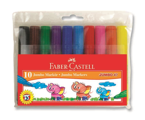 Faber-Castell Jumbo 47 Permanent Markör Koli Kalemi 10 Renk (030047) - 1