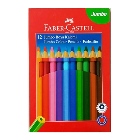 Faber-Castell Jumbo Kuru Boya Tamboy 12 Renk Karton Kutu (951000) - 1