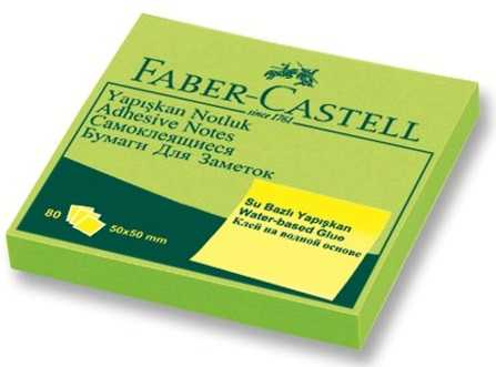 Faber-Castell Yapışkanlı Not Kağıdı 50X50 Fosforlu Yeşil (565842) - 1