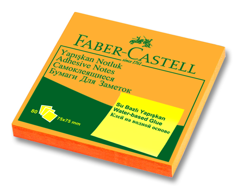 Faber-Castell Yapışkanlı Not Kağıdı 75X75 Fosforlu Turuncu (565435) - 1