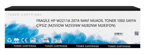 Fragile Hp W2211A 207A Mavi Muadil Toner 1000 Sayfa Çipsiz (M255Dw M255Nw M282Nw M283Fdn) - 1