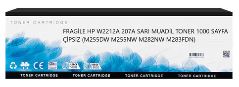 Fragile Hp W2212A 207A Sarı Muadil Toner 1000 Sayfa Çipsiz (M255Dw M255Nw M282Nw M283Fdn) - 1