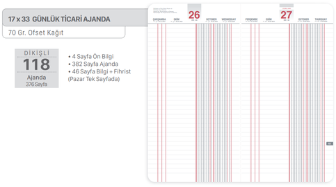 Gıpta 118-Tck Günlük Kasa Ajandası 17X33 Sert Kapak - 2