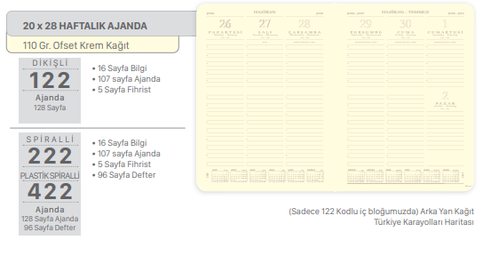 Gıpta 422-Sek Eko Spiralli Haftalık Ajanda 20X28 - 3