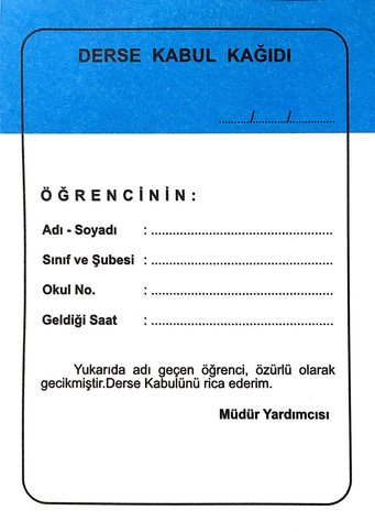 Gülpaş 457 Öğrenci Derse Kabul Kağıdı 100Lü - 1