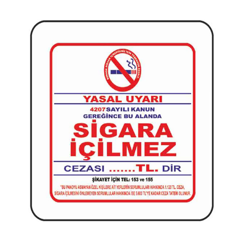 Ekstrafix 202 Yönlendirme Levhası 12X12 Sigara İçilmez (Yul-236) - 1