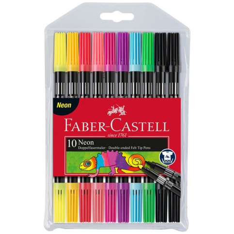 Faber-Castell Çift Uçlu Keçeli Kalem Neon 10 Renk (151109) - 1