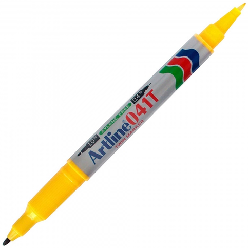 Artline Ek-041T Çift Uçlu Permanent Markör Sarı - 2