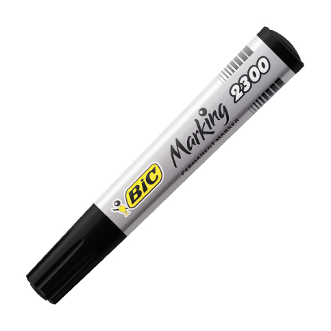 Bic 2300 Permanent Markör Koli Kalemi Kesik Uç Siyah (8209263) - 1