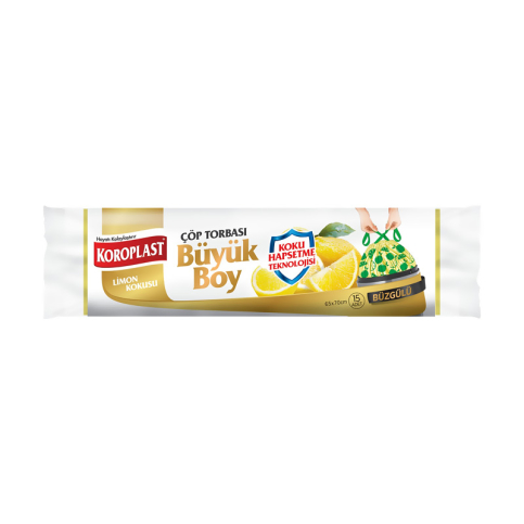 Koroplast Büzgülü Limonlu-Lavantalı Büyük Boy Çöp Torbası 65X70 - 1