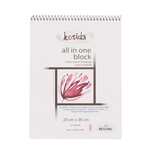 Kosida Resim Bloğu All İn One 25X35 24 Yaprak 190-160-150-130Gr (1032K) - 1