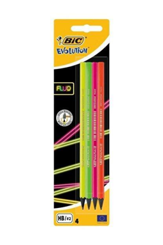 Bic Evolution Fluo Kurşun Kalem 4Lü Blister (940758) - 1