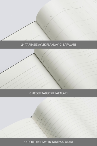 Laton Aina A5 Tarihsiz Planlayıcı Premium Termo Deri Yumuşak Kapak Defter 14X21Cm 368 Sayfa Siyah - 6