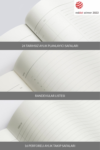 Laton Koppi B5 Tarihsiz Planlayıcı Toplantı Organizatörü Termo Deri Yumuşak Kapak Defter 18X23Cm 128 Yaprak Koyu Gri - 4