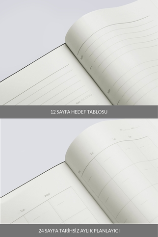 Laton Unelma A5 Tarihsiz Planlayıcı Premium Termo Deri Yumuşak Kapak Defter 14X21Cm 160 Yaprak Gri - 4