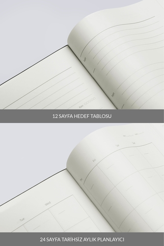 Laton Unelma A5 Tarihsiz Planlayıcı Premium Kumaş Sert Kapak Defter 14X21Cm 160 Yaprak Gri - 4