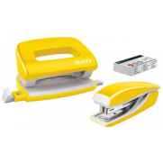 Leitz 5561 Wow Mini Zımba Makinesi+Delgeç Seti Metalik Sarı - Leitz