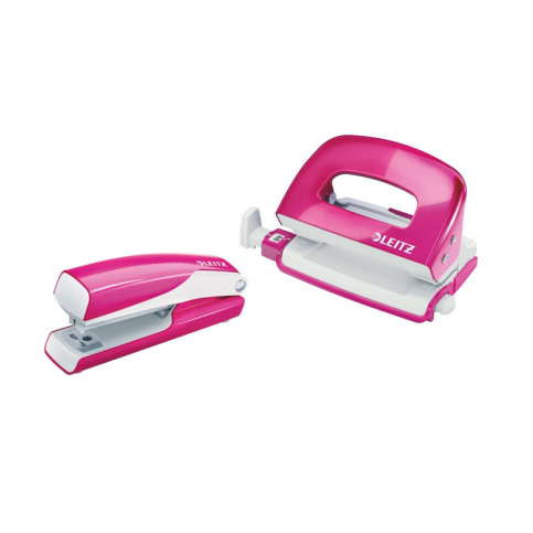 Leitz 5561 Wow Mini Zımba Makinesi+Delgeç Seti Metalik Pembe - 1