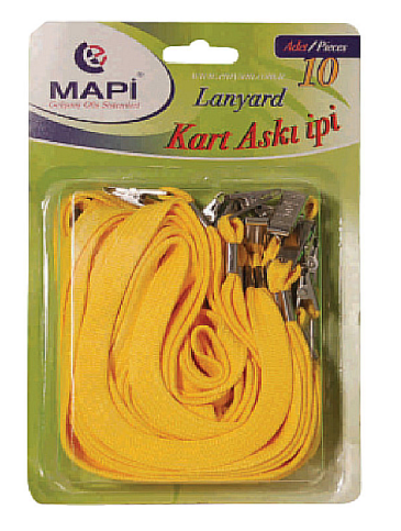 Mapi Metal Klipsli Kart Askı İpi Sarı 10Lu (9103006) - 1