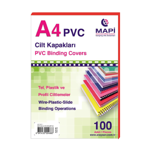 Mapi Pvc Cilt Kapağı A4 160Mic Kırmızı 100Lü - 1