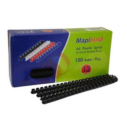 Mapibind Plastik Spiral 12Mm Siyah 100Lü - 1