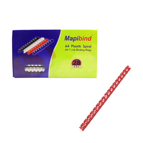 Mapibind Plastik Spiral 28Mm Kırmızı 50Li - 1