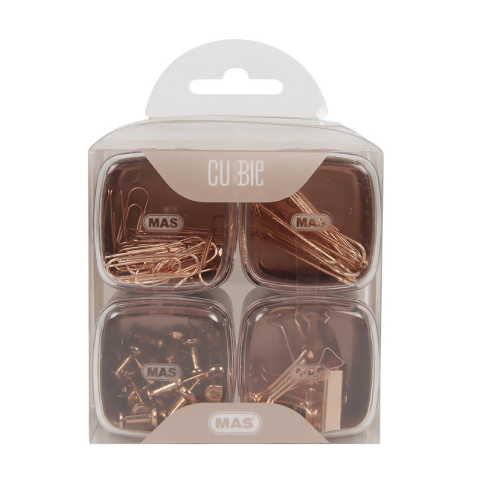 Mas 1332 Cubbie Premium Ataş+Kıskaç+Harita Çivisi Seti Rose Gold 4Lü - 1