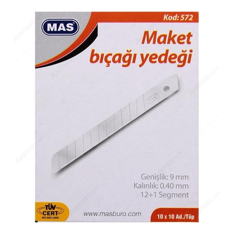 Mas 2577 Geniş Maket Bıçağı Yedeği 18Mm 10Lu 3Lü Bilister - 1