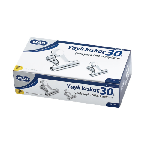 Mas 940 Metal Kıskaç No:3 Beyaz 30Mm 24Lü Kutu - 1