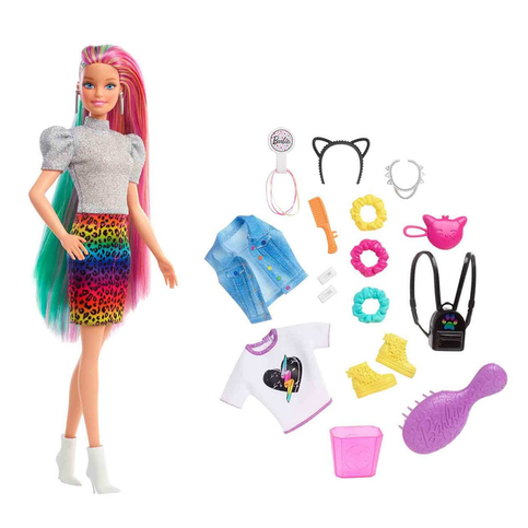Mattel Barbie Leopar Desenli Saçlar Bebeği (Grn81) - 3