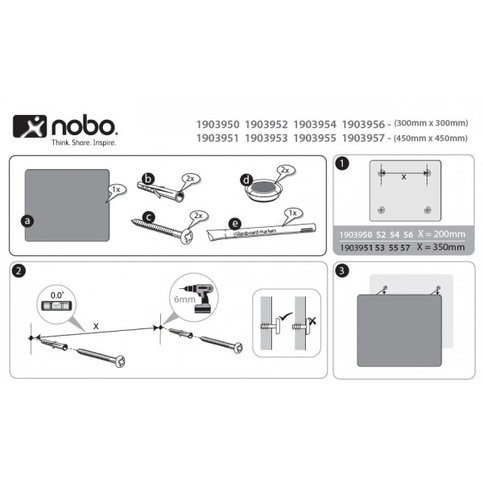 Nobo 1903956 Diamond Duvara Monte Manyetik Yazı Tahtası 30X30 - 2