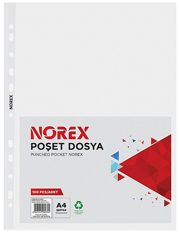 Norex Ul100X Delikli Poşet Dosya A4 100Lü - 1