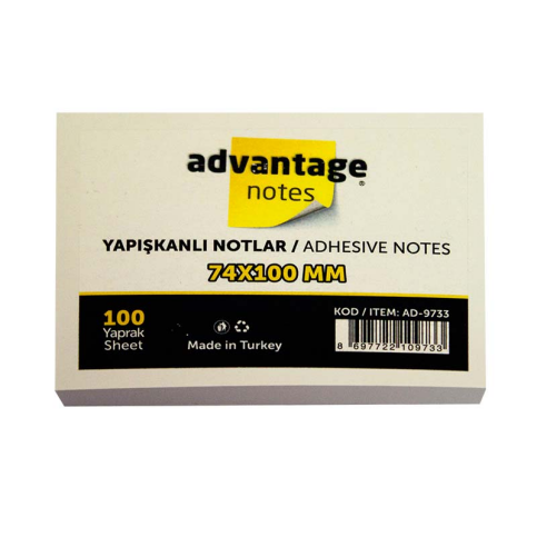 Not Yaz Ad-9733 Yapışkanlı Not Kağıdı 75X100 100 Yaprak Sarı - 1