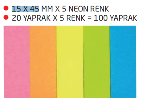 Not Yaz Pmp-0424 İndeks İşaret Bandı 15X45 20 Yaprak Pastel 5 Renk - 1