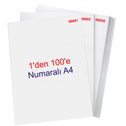 Numaralı Fotokopi Kağıdı A4 (1-100) 80Gr - NONAME