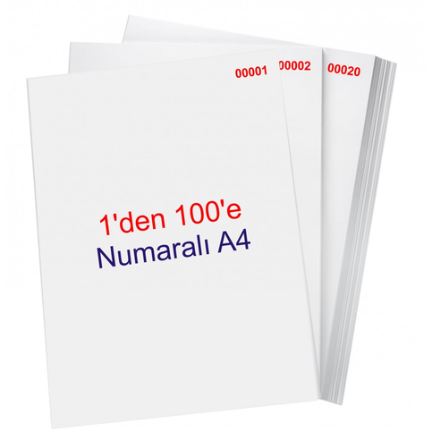 Numaralı Fotokopi Kağıdı A4 (1-100) 80Gr - 1